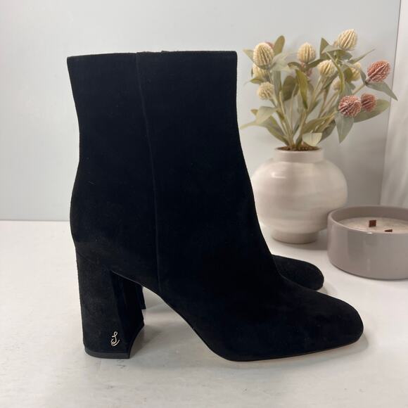 Sam Edelman Codie Ankle Boots Suede Block Heeled Black Women's 8M NWOB - Picture 3 of 9